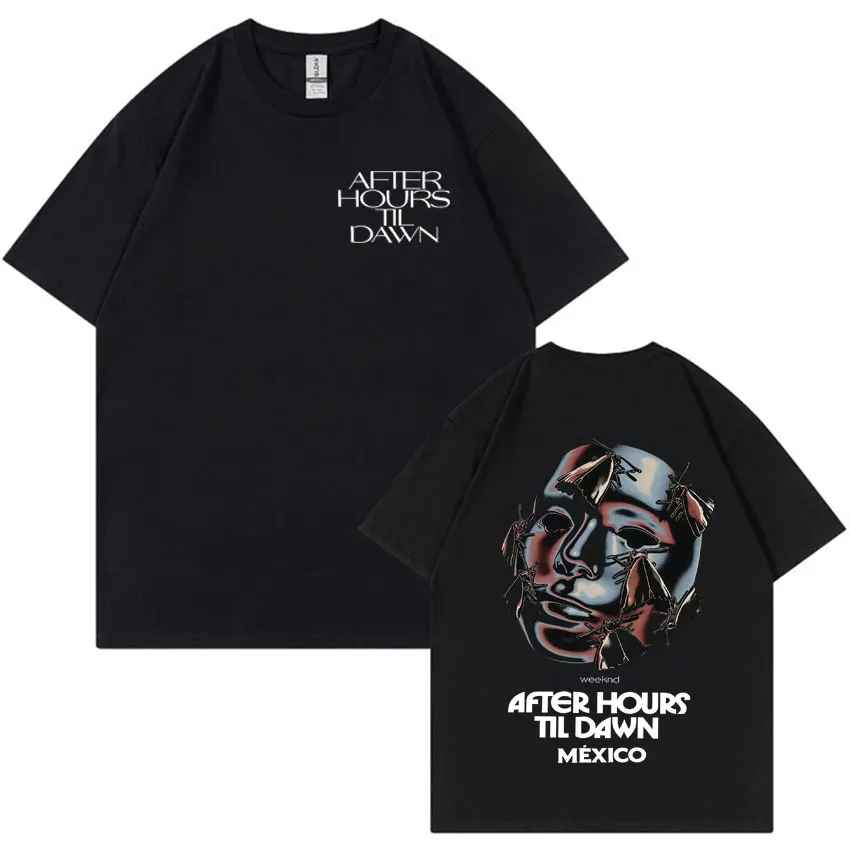 Camisetas con estampado de doble cara de Rapper The Weeknd After Hours Til Dawn, camiseta holgada Y2K con cuello redondo y manga corta, camisetas informales y cómodas para la calle