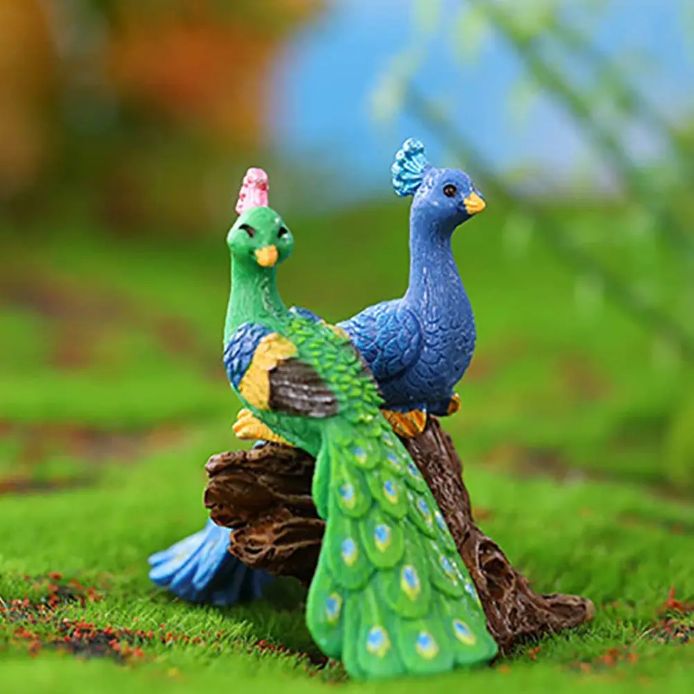 

Набор миниатюрных статуэток павлинов из смолы для декора микроландшафтов, сада, бонсай, украшения цветочных горшков