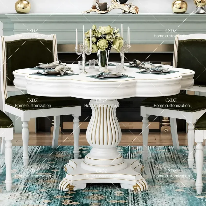 American Retro White Petal Dining Table for Villa Model Room Custom Furniture Factory Direct Sale Modern Home Decor