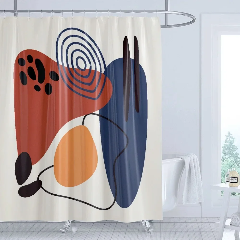 Nordic Wind Shower Curtain Abstract Aesthetic Bohemian Modern Mid Century Bathroom Curtain Waterproof for Hotel Bathtub