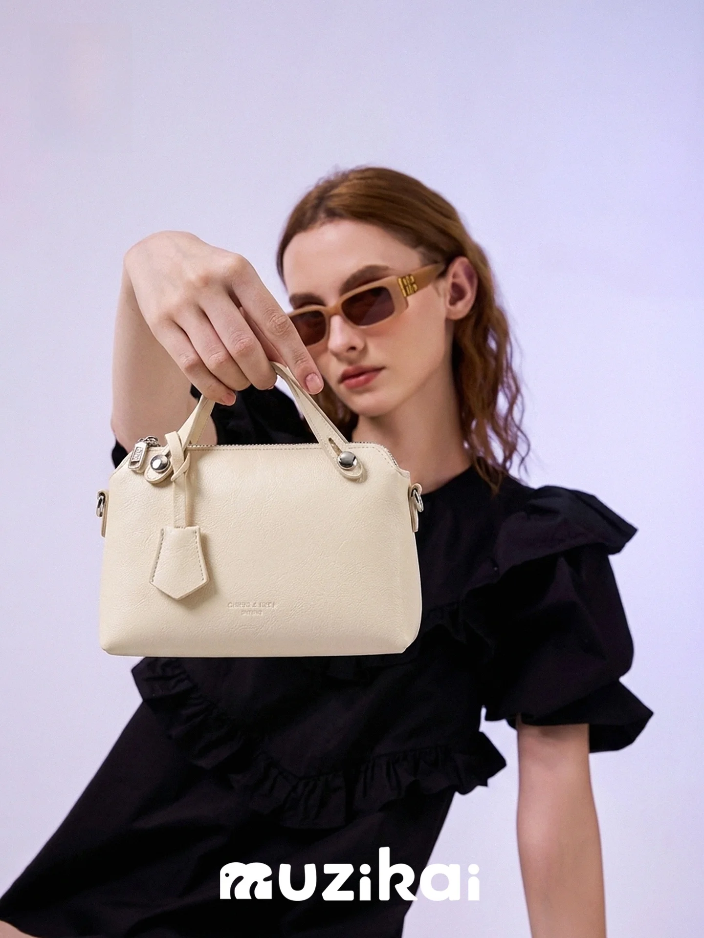 MuziKai Women's Handbag Lunchbox Style Crossbody Bag Soft Handle Medium Hardness Square Shape Zipper Closure Pure Color