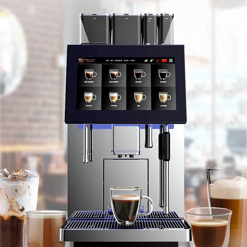 Heavy Duty Restaurant Coffee Brewer Double Boiler Fully Automatic Commercial Smart Coffee Machine With Payments