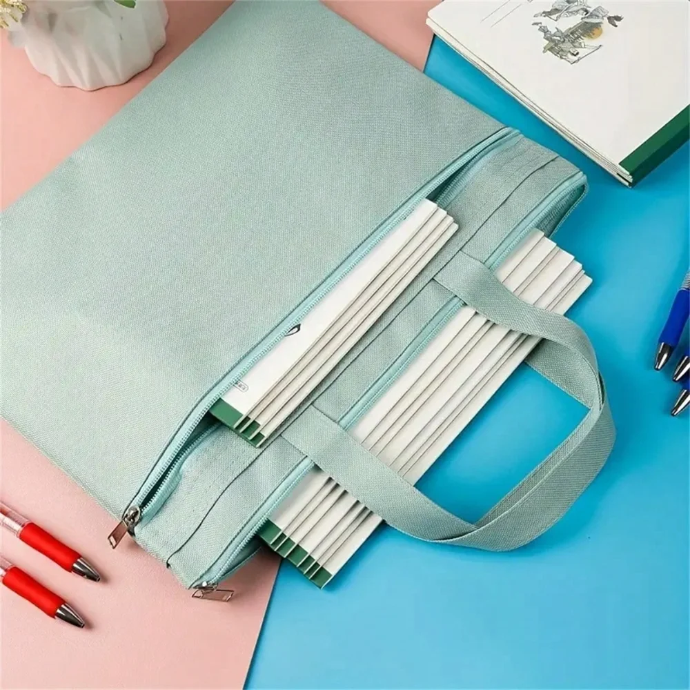 1pc Portable Double-Layer File Bag With Zipper Closure, Waterproof Storage Bag For Puzzle,  A4 Foldable Document Storage Bag