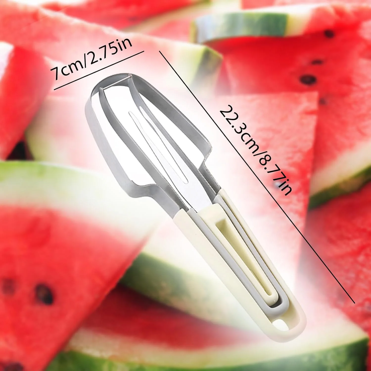 3-in-1 Watermelon  Set  2024 Edition with Stainless Steel Fork, Slicer, and Windmill Blade for Effortless  Use in Summer (1, Gre