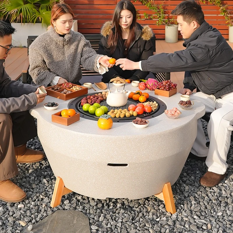 

Roast stove Bonfire Outdoor courtyard Large barbecue Heating enclosure set Electric charcoal dual-purpose