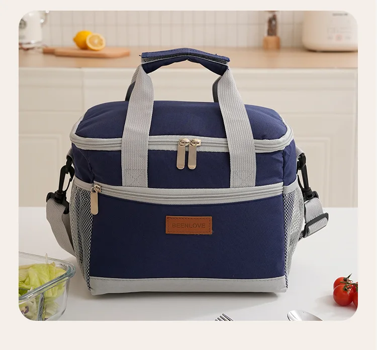 Tragbare Oxford Isolierte Kühltasche Wasserdichte Thermotasche Große Kapazität Schulter-Lebensmitteltasche für Picknick Camping Arbeit Reisen – Detail 13