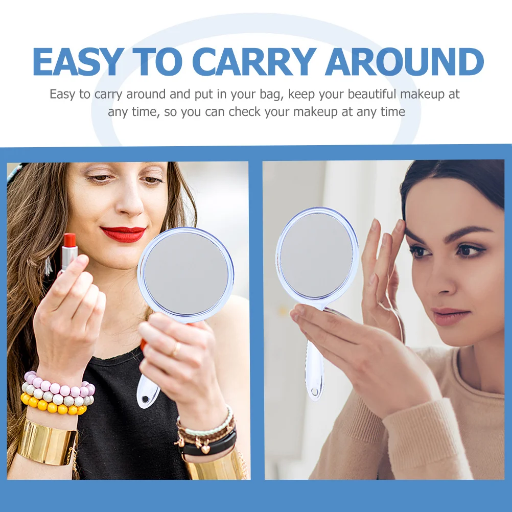 

4Pcs Portable Mirror Compact Lightweight Elegant Double-Side Handle Mirror for Convenient Looking-Glass