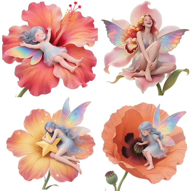 Three Ratels CEE144 Warm Orange Flower Elf Flower Art Wall Stickers for Home Decoration