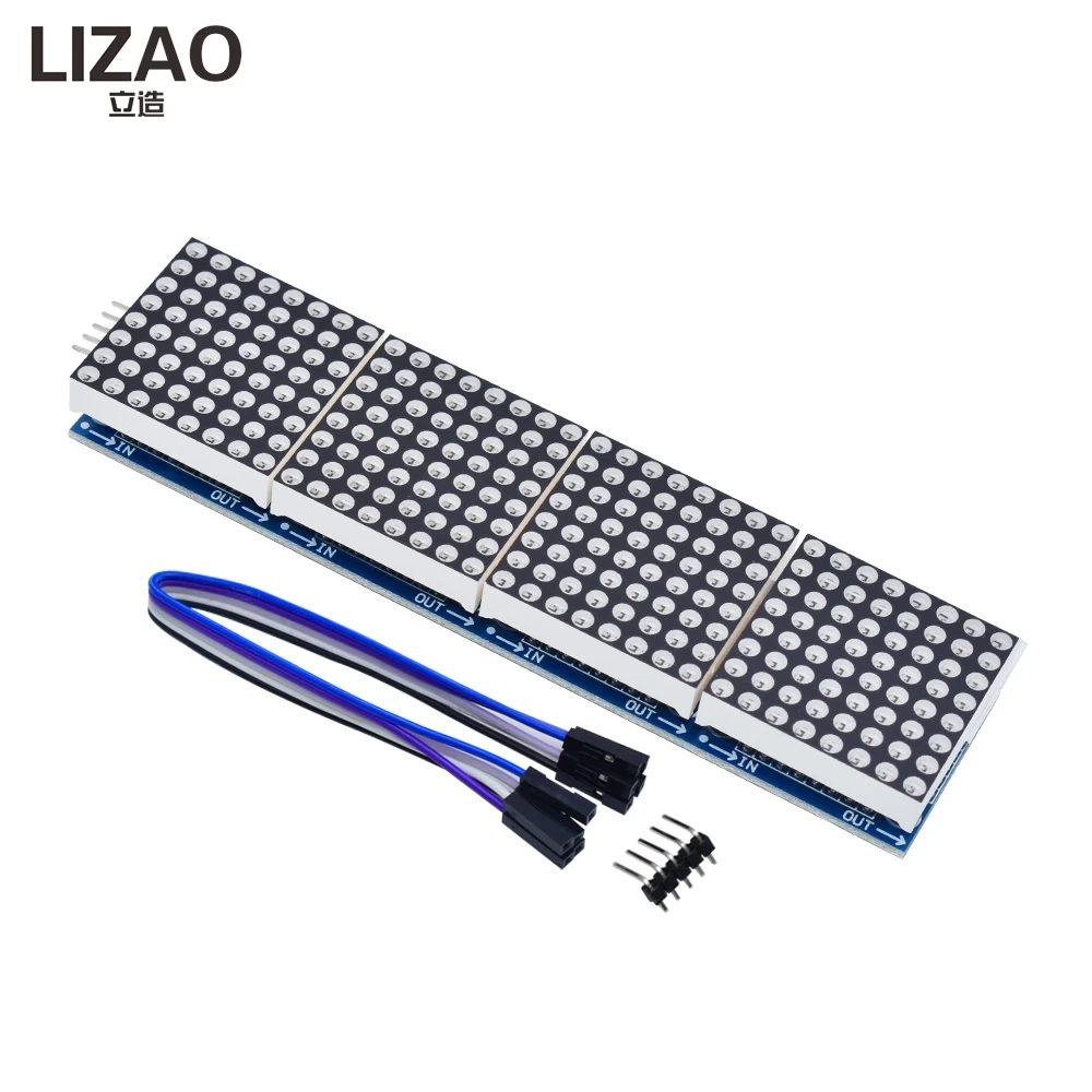 LIZAO MAX7219 4-in-One Dot Matrix Display Module, MCU Control LED Matrix with Red/Blue/Green Options for Arduino Projects