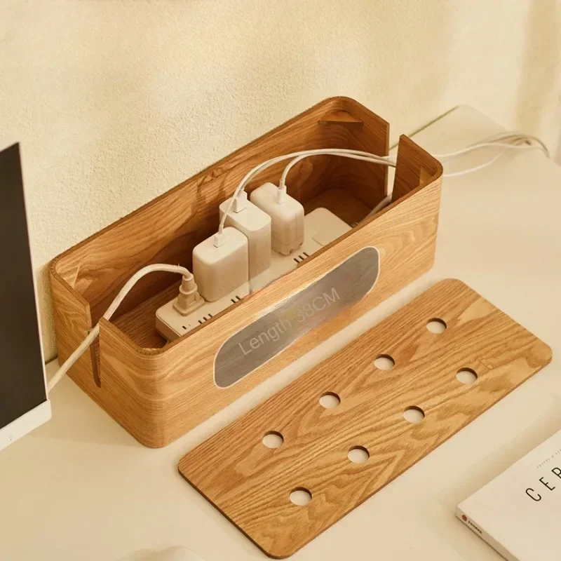 Power Strip Storage Box Upscale Cable Organizer Desktop Plug Socket Holder Neat Electrical Management Box with Stylish Cover