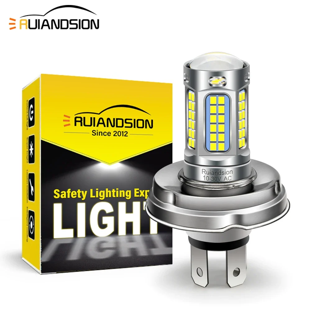 

Ruiandsion P45T LED Motorcycle Headlight R2 AC10-30V High Brightness Light Fog Lamp Waterproof Hi/Lo Beam Warm White / White 2Pc