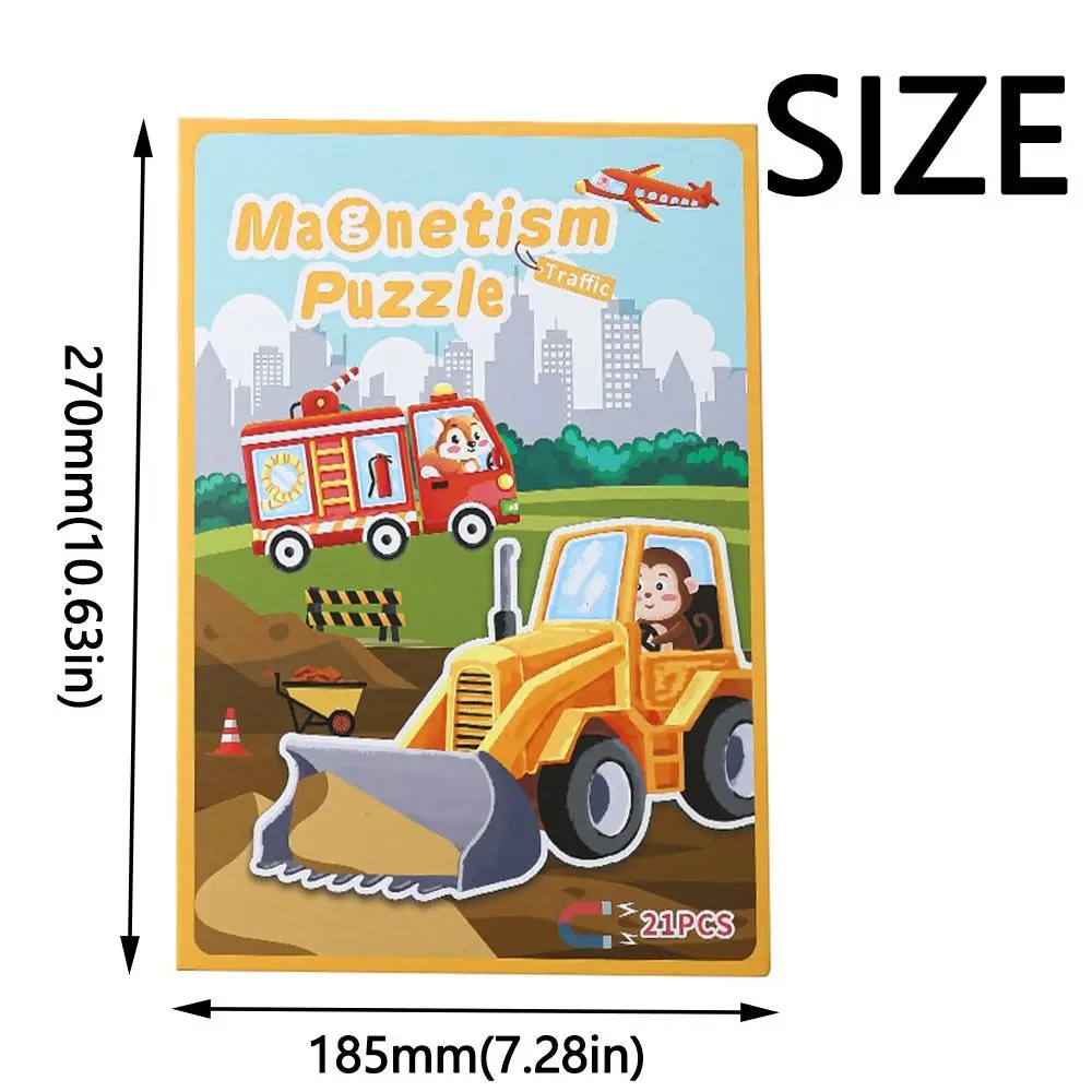 Puzzle creativo con scena magnetica 3D, impermeabile, portatile, per bambini, giocattoli Montessori, modello di veicolo multicolore