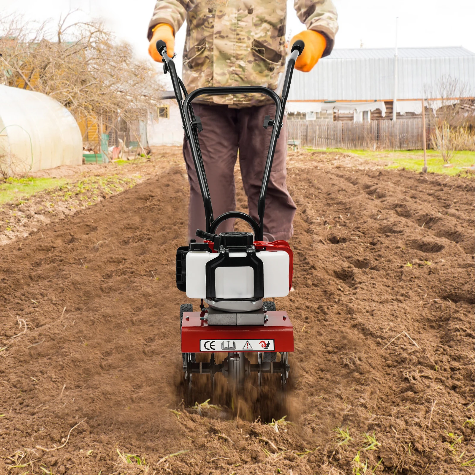 1,9 kW 52 CC Grubber Micro Garden Bodenbearbeitung Vertikutierer Luftgekühlter 2-Takt-Benzinmotor Pflügen Bodenbearbeitung Unkrautbagger