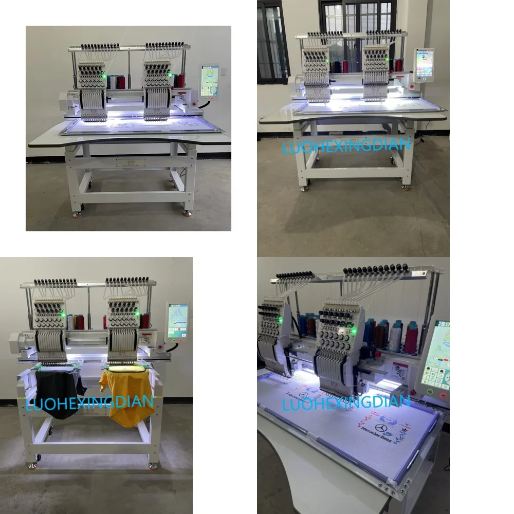 Double Head Computerized Embroidery Machine for Logo Embroidery for Caps Shirts Hats Garments Textiles Fabric Customization
