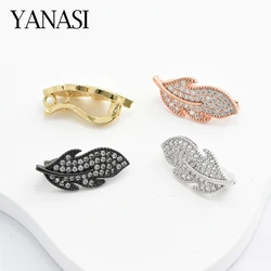 1PCS 18K Gold/Rhodium Plated With Zircon Leaf Shape Connectors Fittings Clasps For DIY Necklace Making Accessories Wholesale