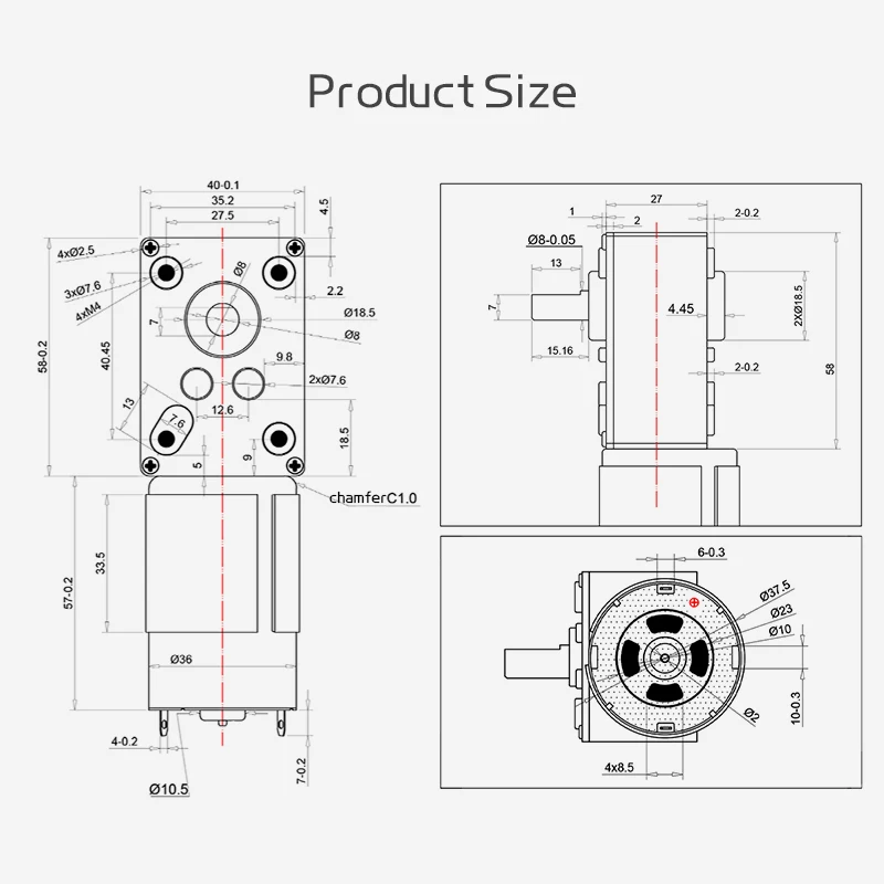 5840-555 Turbo Worm Reducer Motor 12V24V Can Switch Forward And Reverse Speed Regulation 11RPM-470RPM Miniature Brushed DC Motor