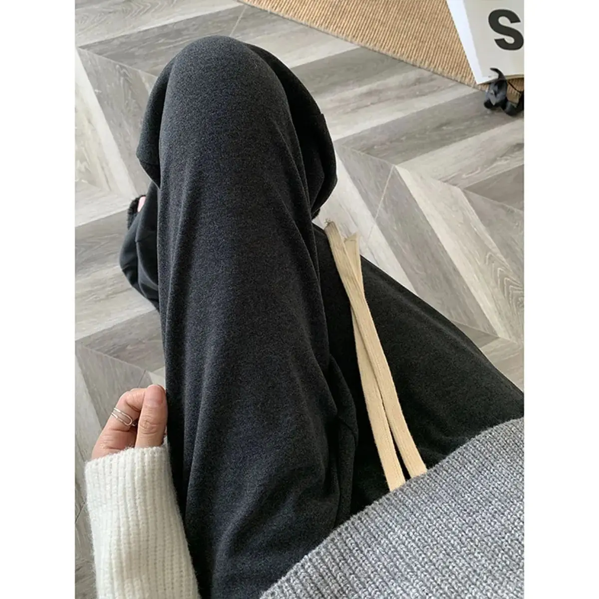 

Women's High Waist Wide Leg Pants Autumn Winter New Style Fleece Lined Thickened Soft Casual Straight Cut Floor Length Trendy