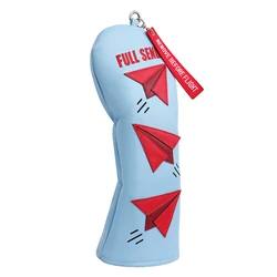 Light Blue PU Leather Red Airplane Embroidered Patch Full Send Golf Club Headcover Driver cover