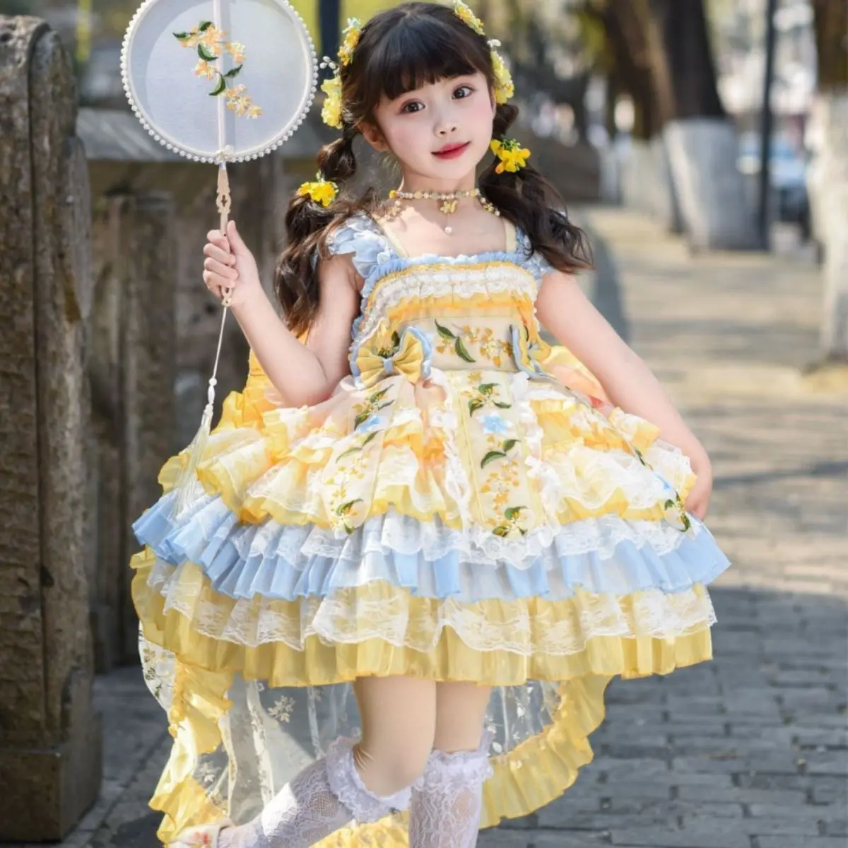 

Lolita Princess Dress, Children's National Style Dress, Summer New Style, Four Seasons Strap Top Skirt