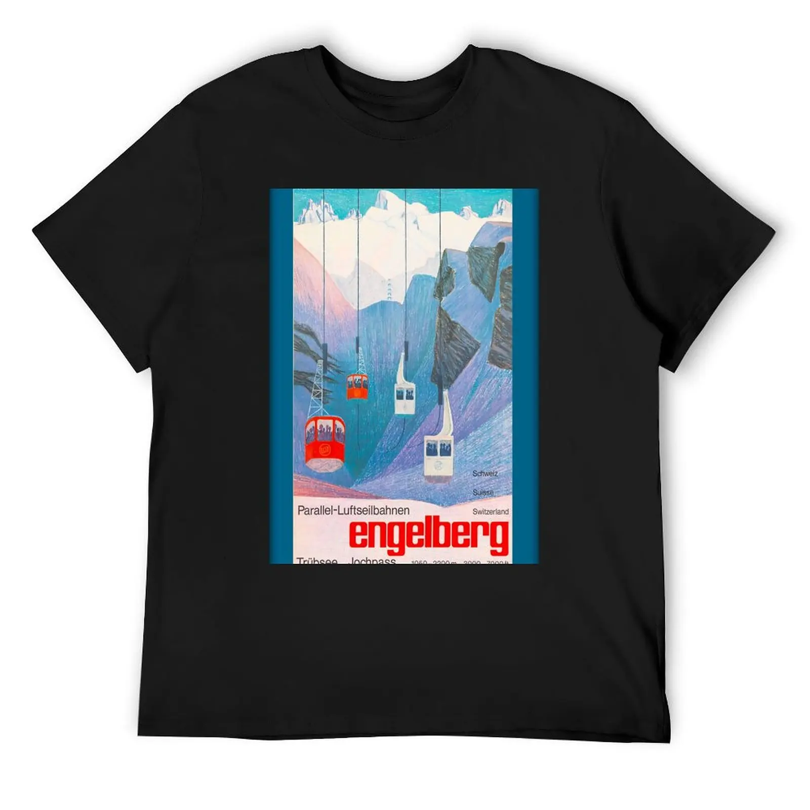 Engelberg, Switzerland,Ski Poster T-Shirt summer clothes tees vintage mens t shirt