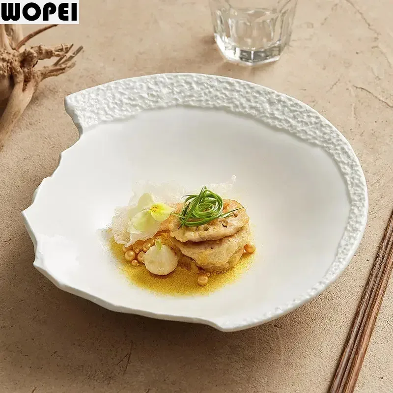 Rock Patterned Ceramic Bowl Salad Bowl Dessert Bowl Sashimi Salmon Bowls Pasta Bowls Serving Bowls Molecular Cuisine Tableware