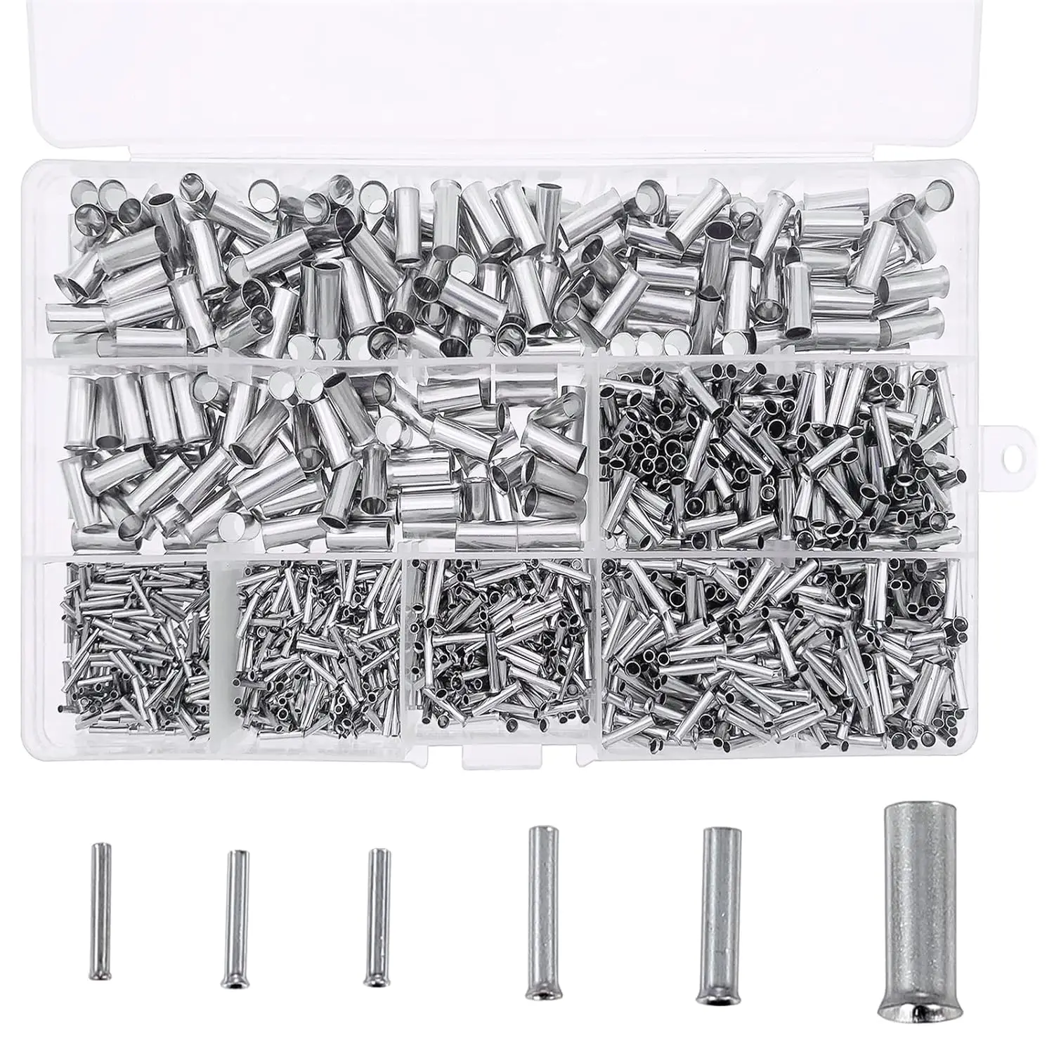 1950Pcs 7 Sizes Wire Copper Crimp Fitting Ferrules Assortment Kit,Wire Ferrules Kits Tinned Copper Crimp Connector AWG 22-10