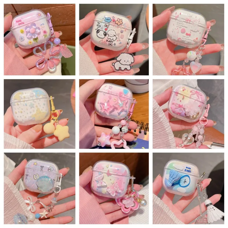 

For AirPods Pro 3 2025 Pro2 Cartoon Cute Puppy Butterfly DIY Case Clear Soft Cover For AirPods 3 2 4 Protective Earphone Sleeve