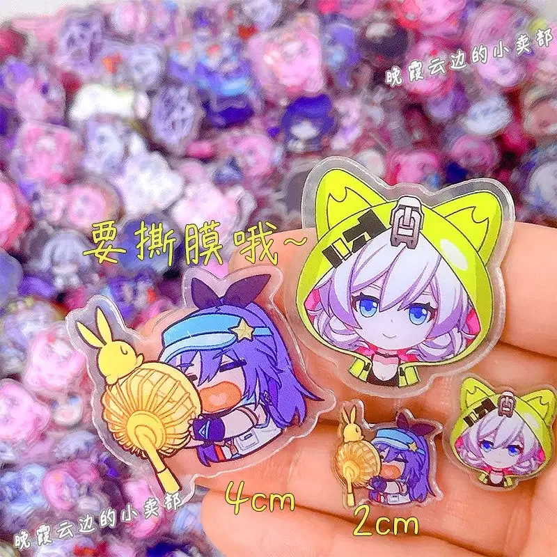 Honkai Impact 3 Valkyrie 35Pcs/Set 2cm 4cm Patch Keychain Hair Tie Refrigerator Sticker Phone Case DIY Accessories Acrylic Sheet