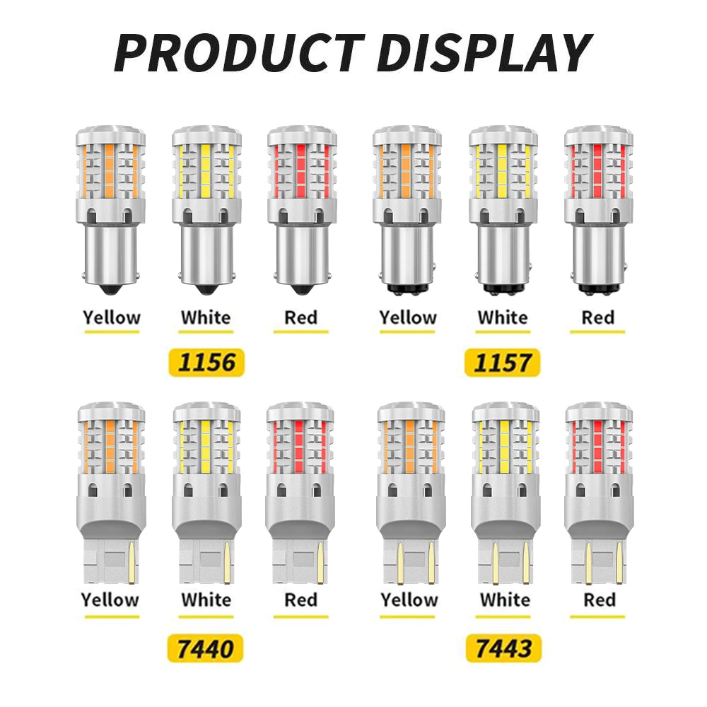 2pcs Canbus 1156 P21W BA15S 7440 W21W T20 LED Bulb No Error No Hyper Flash 3020EMC Auto Turn Signal Light Backup Reversing Light