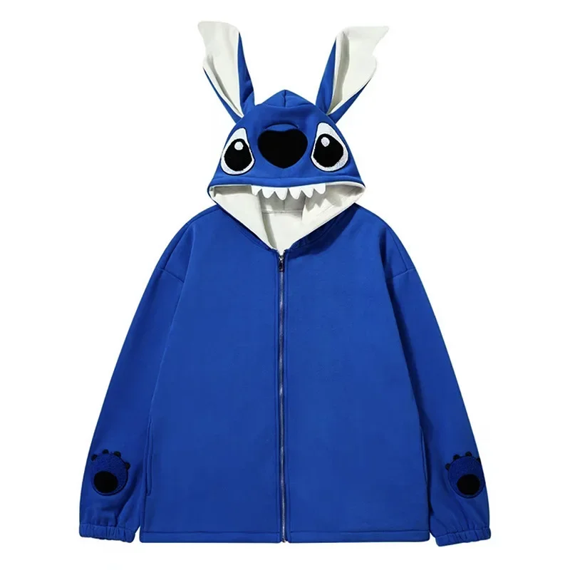 جاكيت بهودي مبطن بالصوف برسومات كرتونية ، توب سميك فضفاض ، طراز خامل ، تطريز متوسط الطول ، جديد ، الخريف والشتاء ، #5