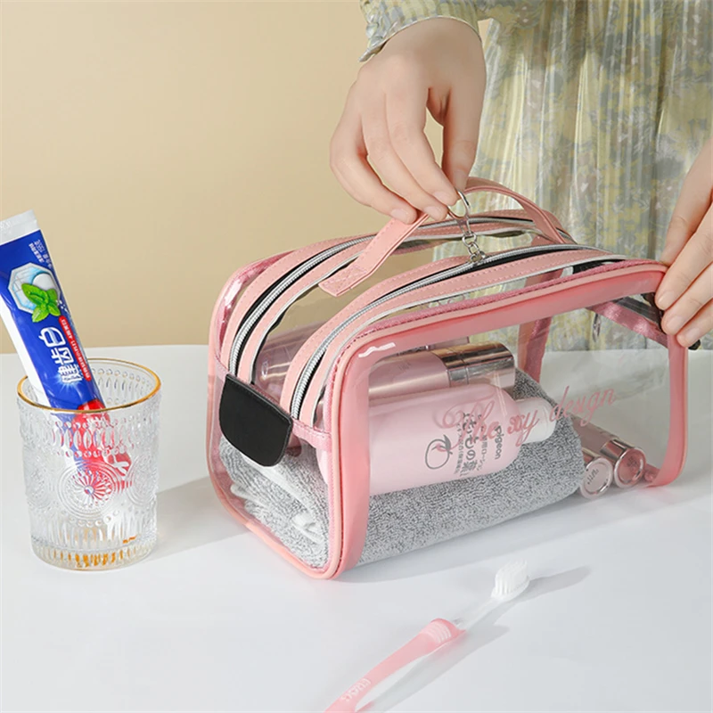 Transparent PVC Women Cosmetic Bags Waterproof Travel Makeup Pouch Clear Zipper Toiletry Organizer Washing Beauty Storage Case