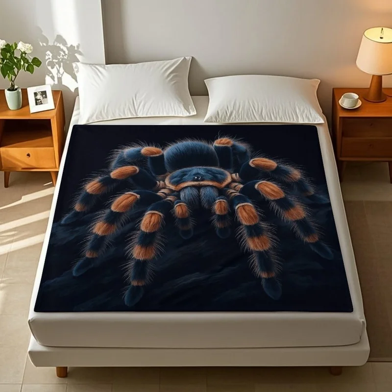 Red Spider Flannel Blanket Gothic Black Spiderweb Fleece Blanket Soft Warm Cozy Throw Blankets For Bed Sofa Halloween Decor
