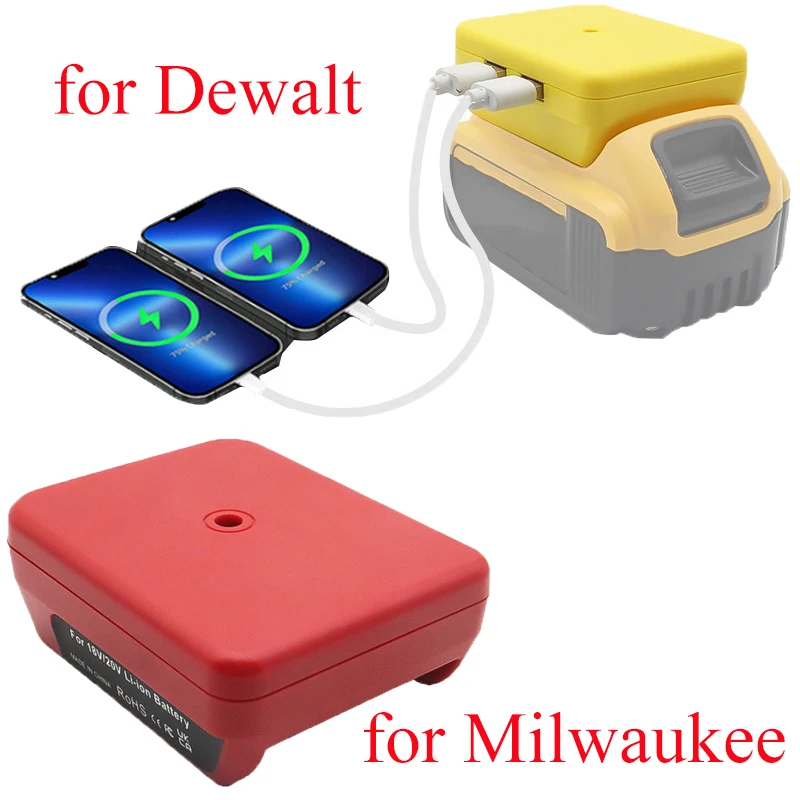 Battery Adapter for Dewalt 18V 20V Batteries Upgraded Adapter with Dual USB Ports Use for Milwaukee M18 Lithium-Ion Battery