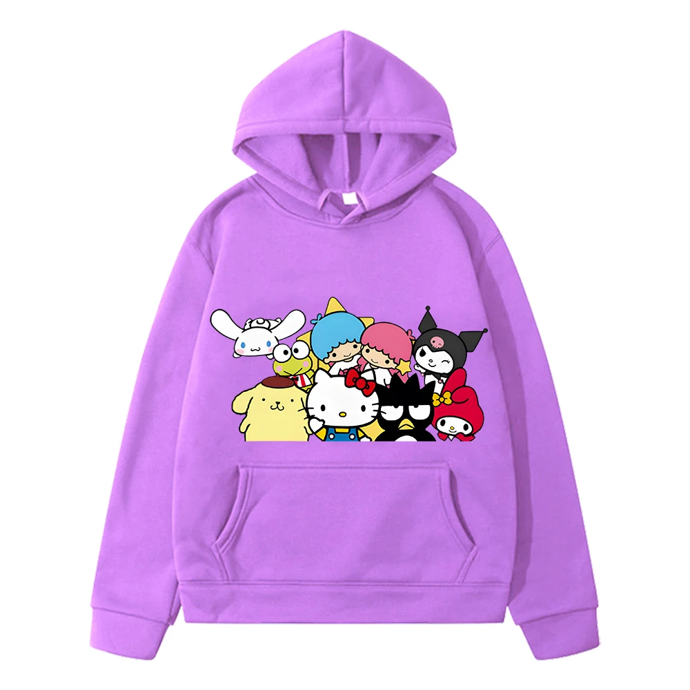

Kawaii hello kitty Print anime hoodie Autumn Fleece sweatshirt y2k sudadera boy pullover Sanrio hoodies jacket kids clothes girl