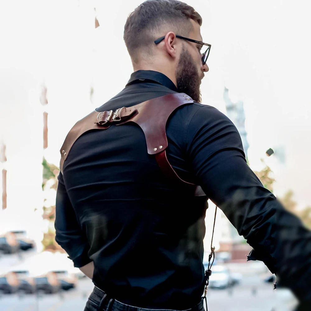 Herren-Hosenträger aus Leder, verstellbare Rucksack-Hosenträger, modische Schultergurte für Erwachsene