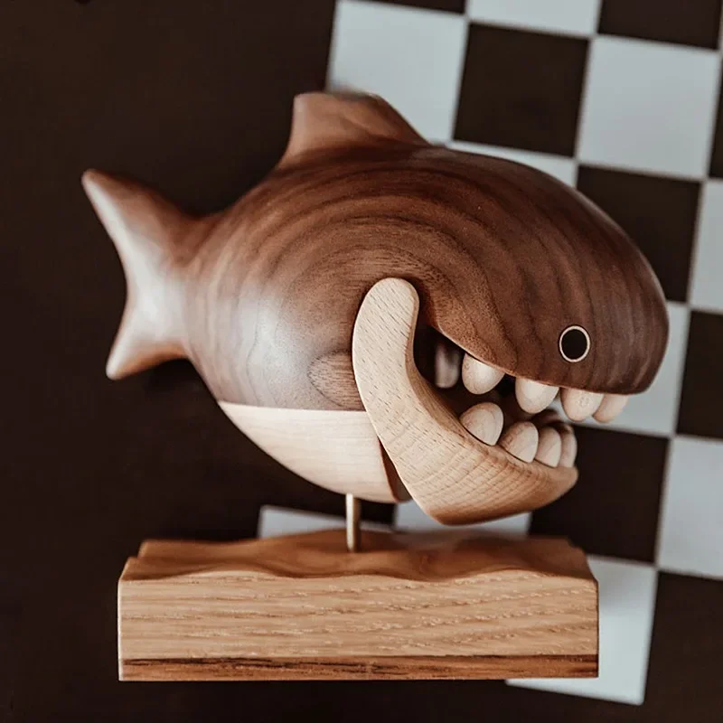 Shark deciduous tooth box creates wood workshop to store children's commemorative ornaments and home decoration ideas