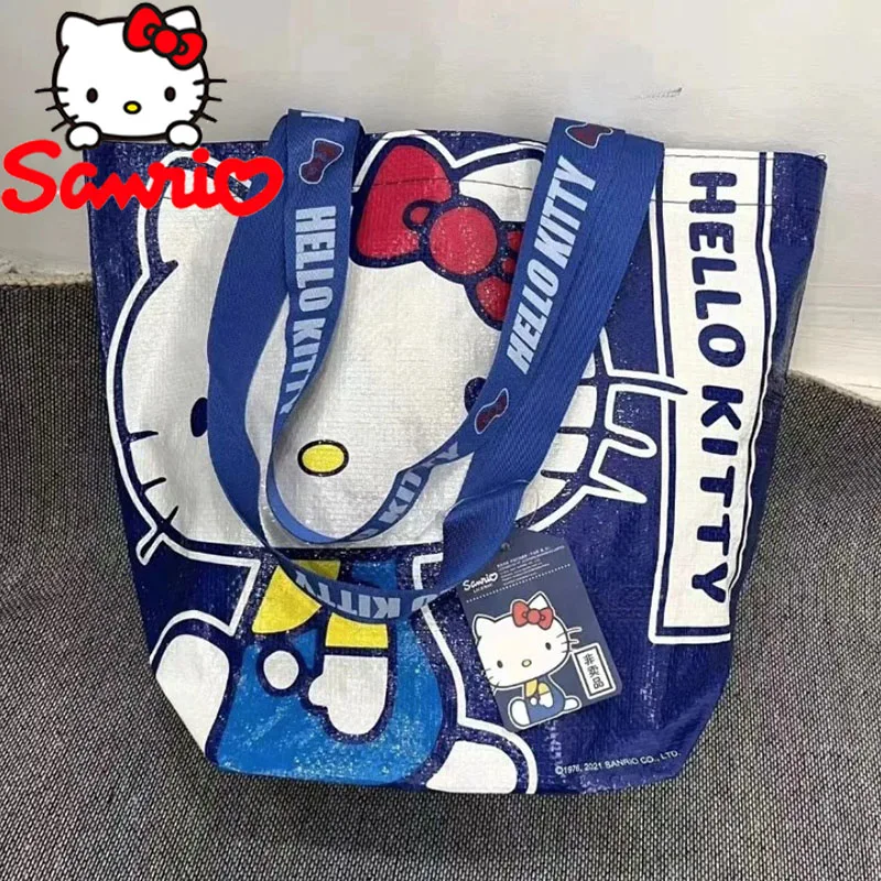 

Hello Kitty Shopping Bag Sanrio Printed Tote Bag Kuromi Cinnamoroll Eco-friendly Large Capacity Handwoven Shoulder Bag