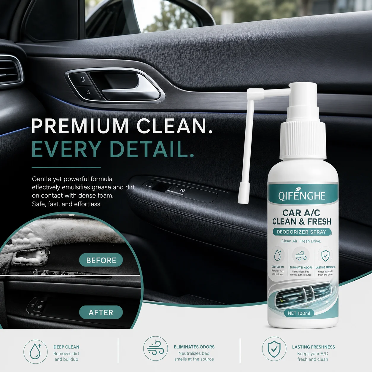 Car air conditioner cleaning spray, remove odor dust mold, summer air conditioner vent foam cleaning deodorant car