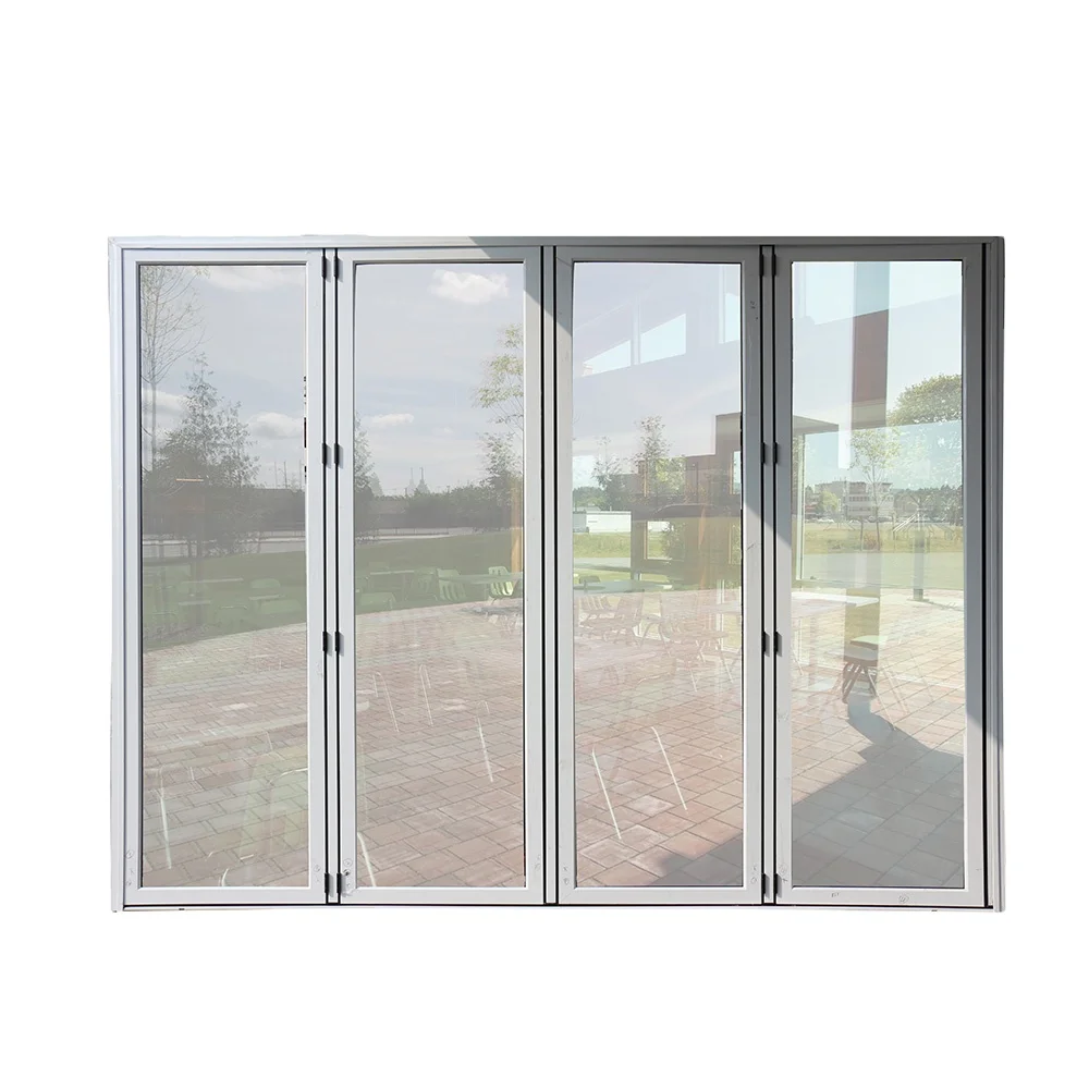 

Double Insulated Glass Bi-fold Door Patio Folding Aluminum Glass Exterior Doors With Stainless Steel