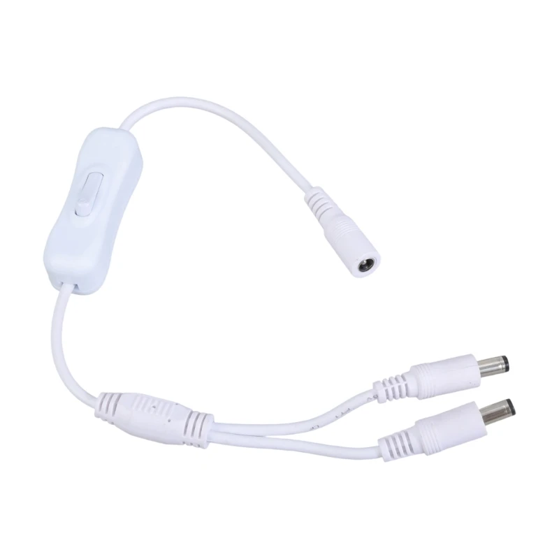 5.5x2.1mm DC5521 Y Splitter Cable Female to 2 Male Power Extension with Switcher for LED Lights 37CM 83CF