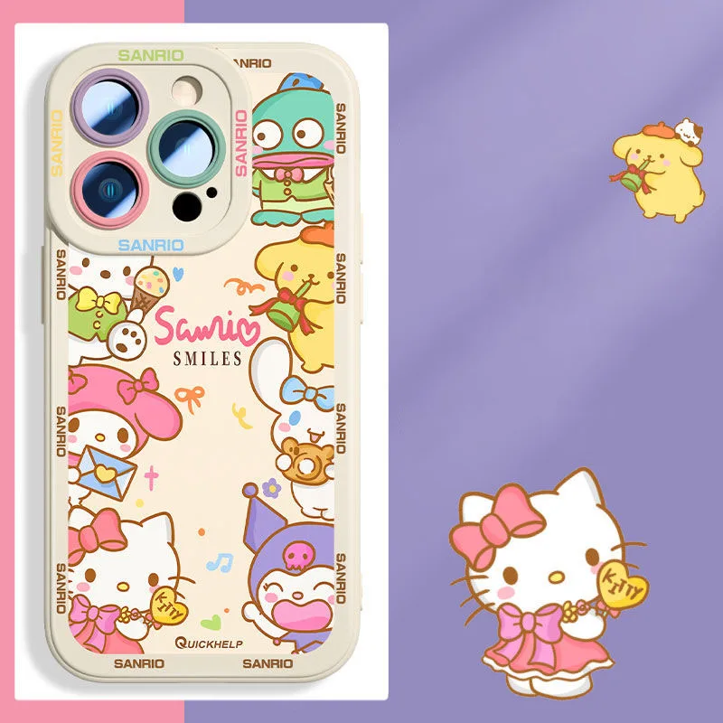 Miniso Sanrio Surround 14pro IPhone 15 Case Cute 12 13 Cartoon Xsmax Anti Slip Xr Silica Gel 11 Ultrathin Soft Shell Girl Gift