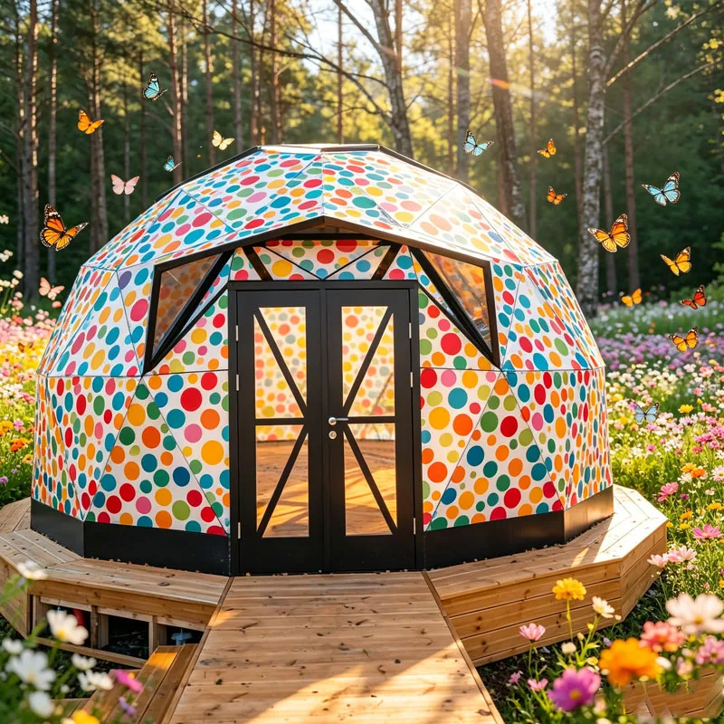 Geodesic Dome House Glamping Tent with Transparent Panoramic Design for Resort Camping Customizable