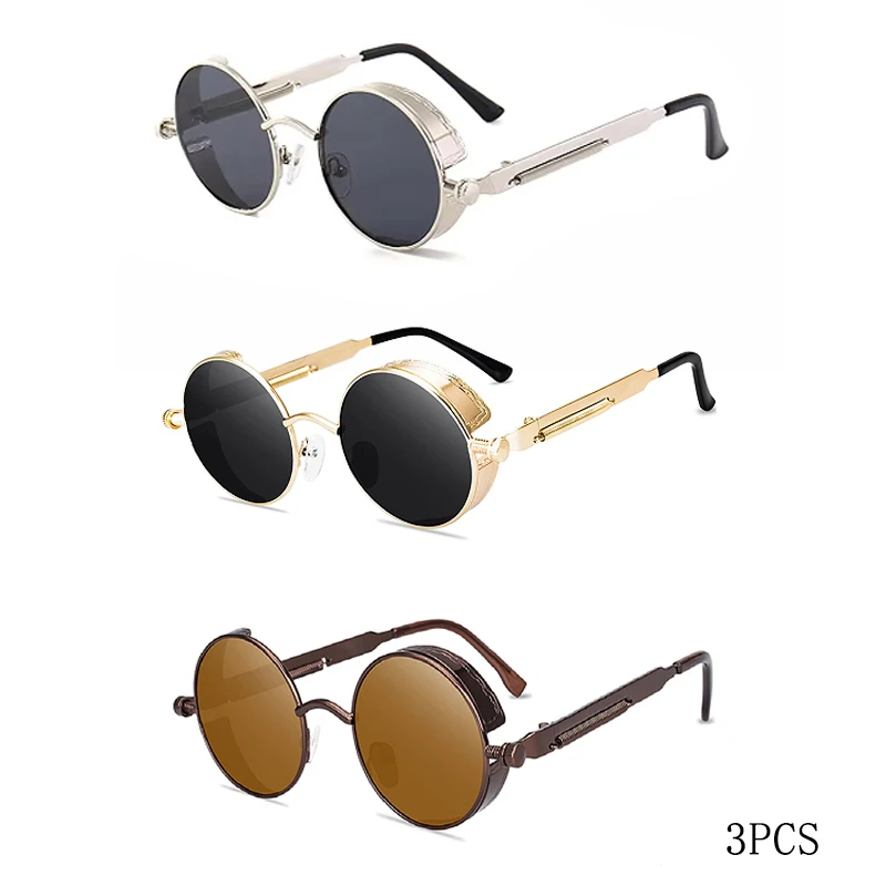 VABBON Klassische Gothic Steampunk Sonnenbrille Männer Frauen Marke Designer Vintage Runde Metall Rahmen Sonnenbrille Hohe Qualität UV400 4