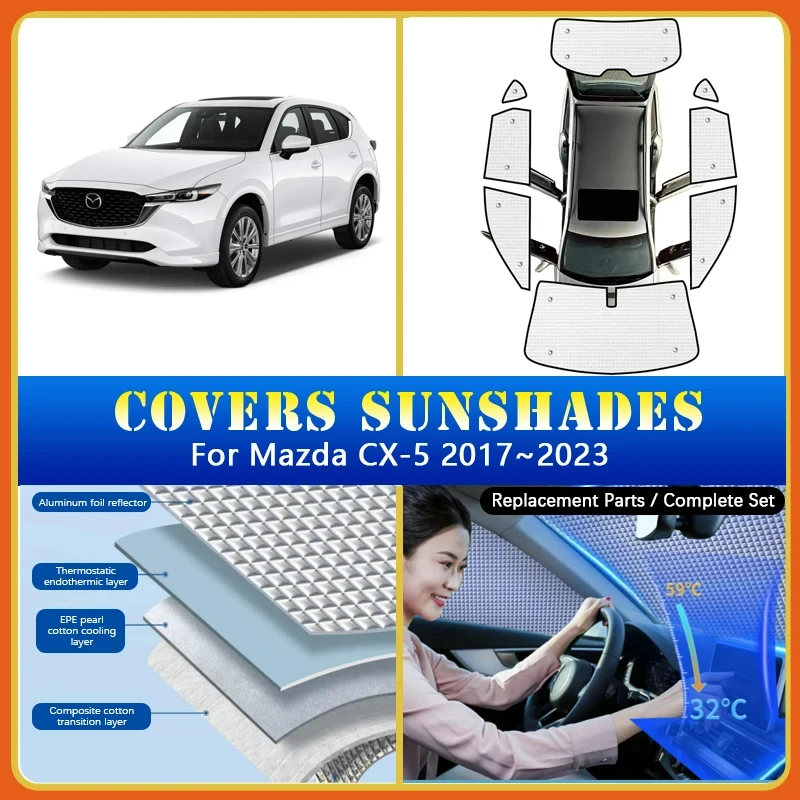 

Car Coverage Sunshade For Mazda CX-5 CX5 CX 5 KF 2017~2023 Sunproof Sunscreen Window Cover Front Rear Sun Shades Car Accessories