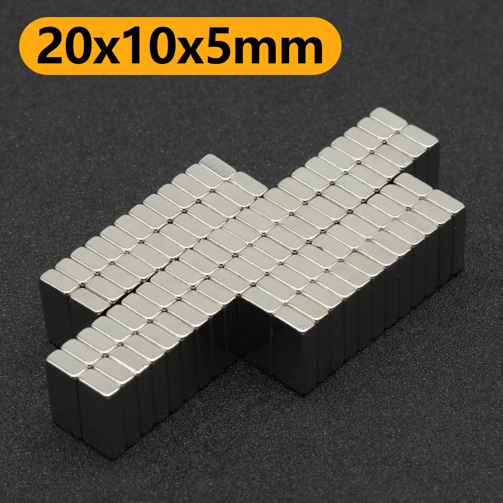 20x10x5mm N35 NdFeB Square Neodymium Magnet Super Strong Permanent Block Powerful Magnetic Refrigerator DIY Craft Multi‑Purpose