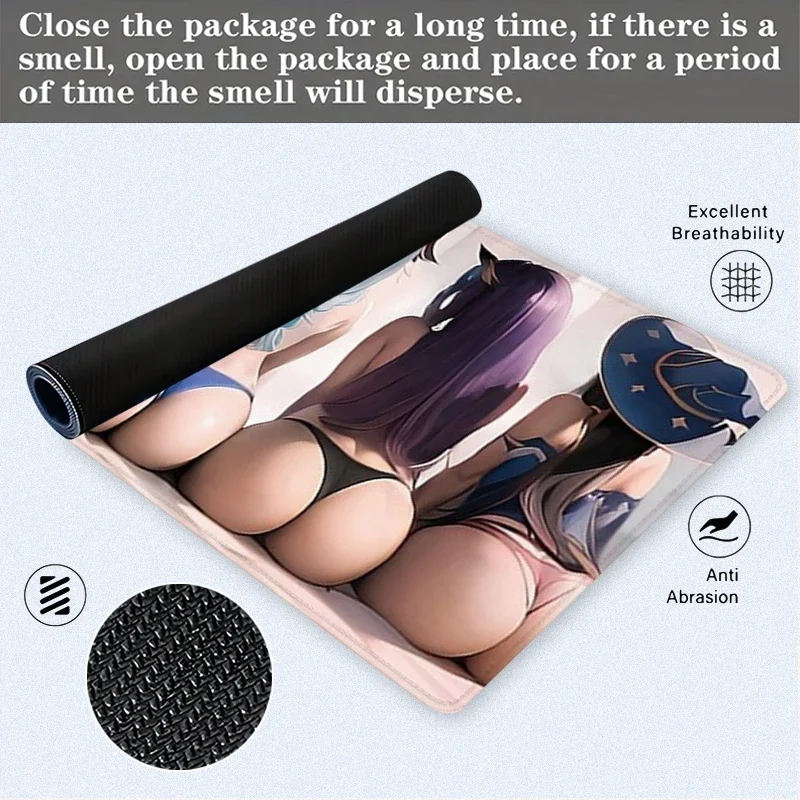 Mode Anime Meisje Muismat Grote Bureau Accessoires Bureau Pad Rubberen Basis met Gestikte Rand Muismat Antislip Bureaupad voor Kantoor