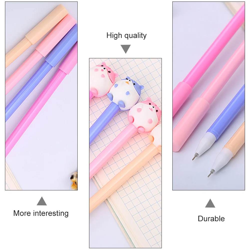 12 Pcs Cute Hamster Pen Come Office Gel Pens Stationery Students Plastic Novel Neutral for School