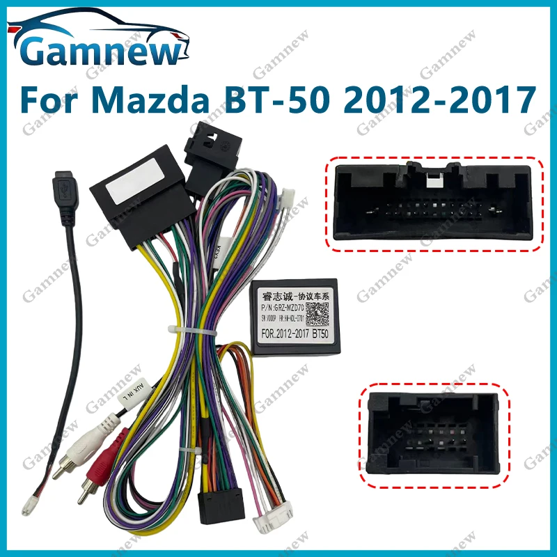 Car 16pin Wiring Harness Adapter Canbus Box Decoder For Mazda BT-50 2012-2018 Android Radio Power Cable G-RZ-MZD70