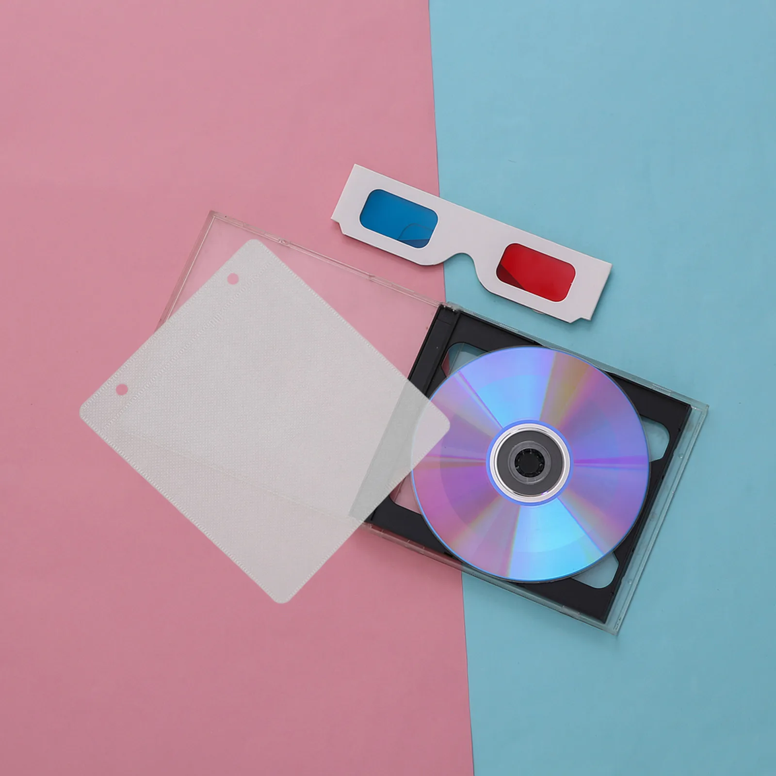 50Pcs Cd Dvd Binder Pages Double Sided Plastic Disc Holder Sheets Refill Pages for Media Storage Organizer Disc Collection