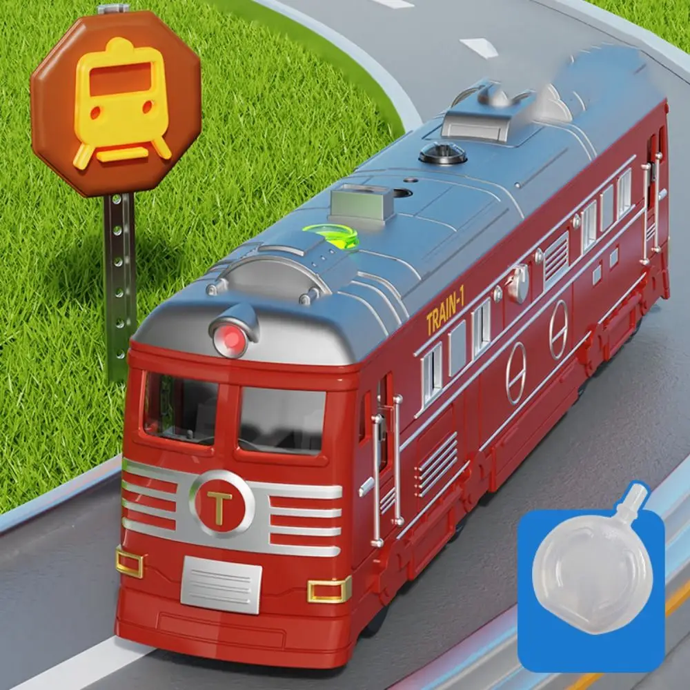 Simulation Scale Inertial Train Model Water Injection Spray Dynamic Sound Effects Rail Vehicle Toy Plastic Pull Back